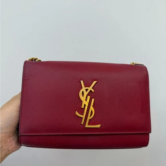 Saint Laurent Burgundy Shoulder Bag with Gold Chain - Picture 3 of 15